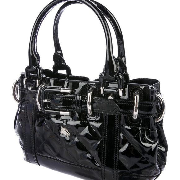 Burberry Prorsum Black Patent Leather Quilted Beaton Check Hobo handbag - Picture 1 of 16